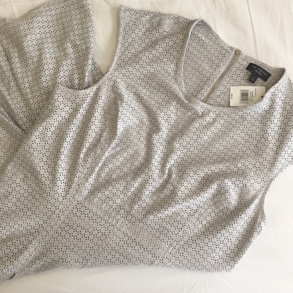 The Limited. NWT Gray Perforated “Suede” Dress